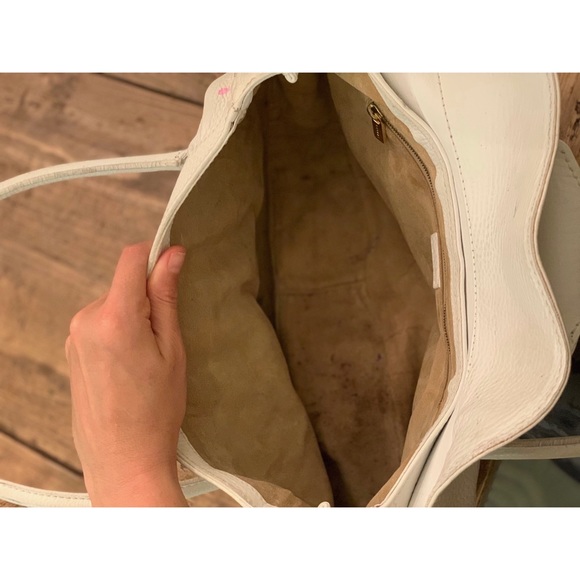 Celine Pebbled Satchel Purse Handbag WHITE CE00/15 - Picture 14 of 16